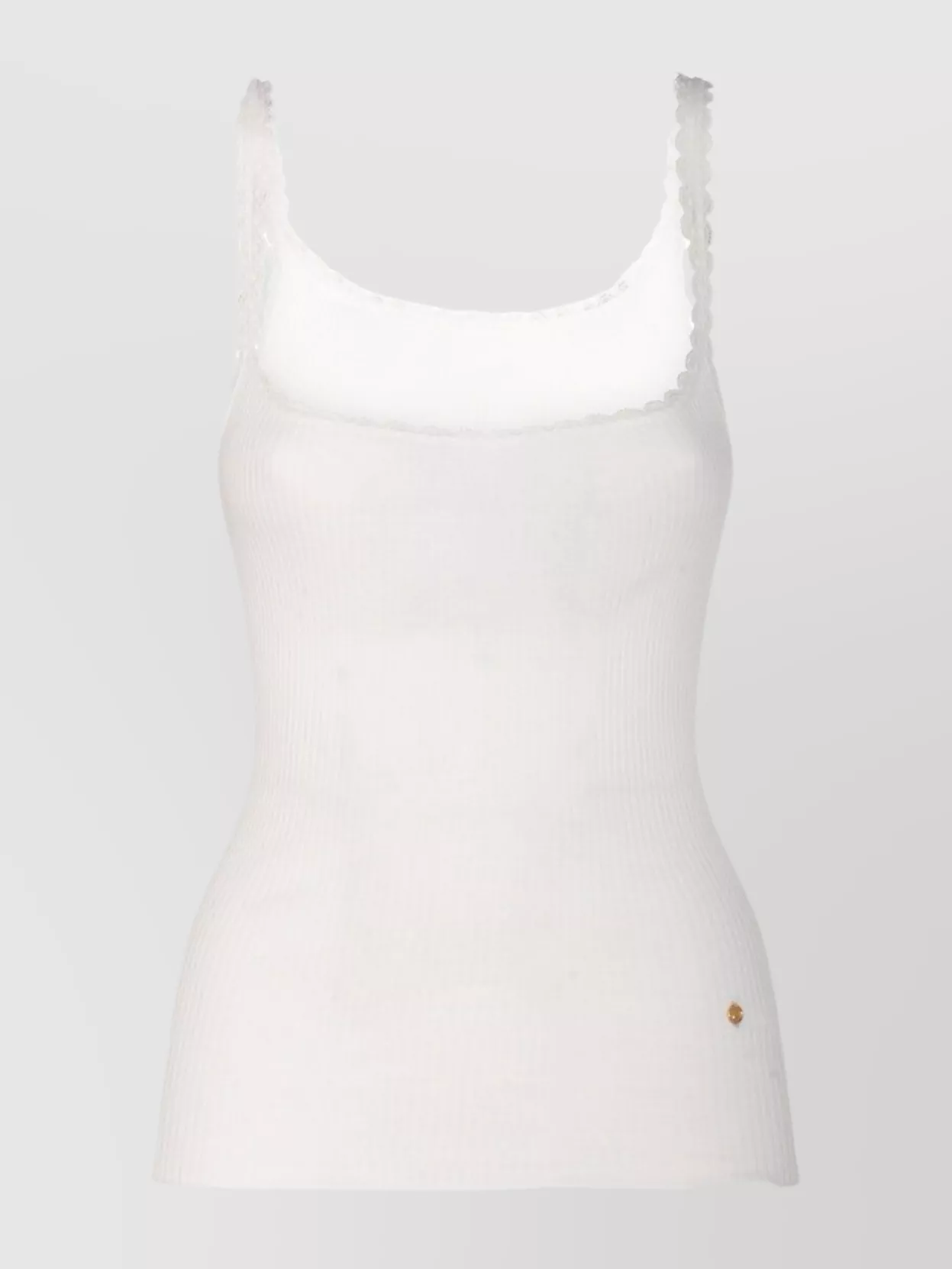 Chloé Fitted Ribbed Top Scalloped Trim