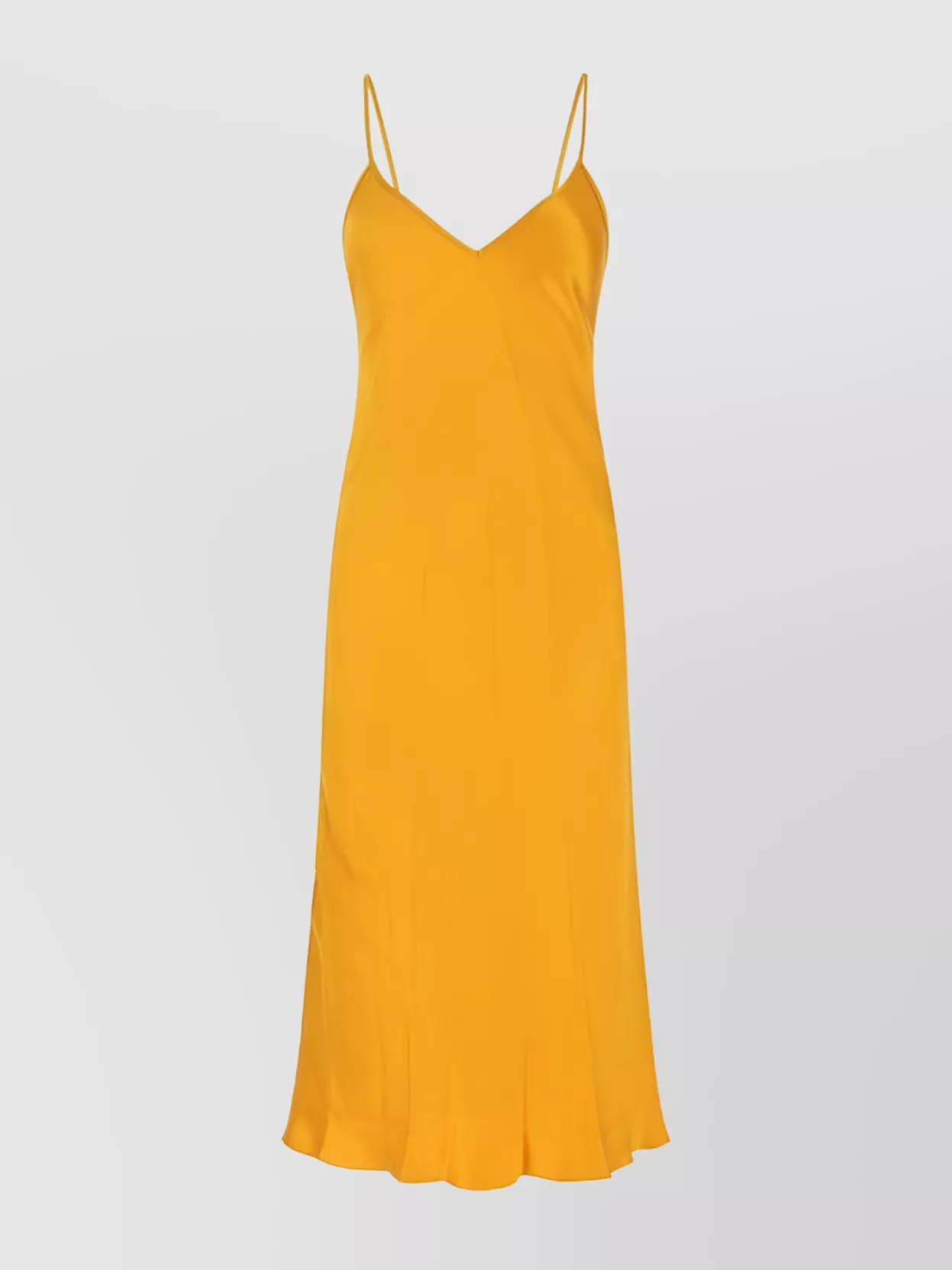 Shop Jil Sander Strappy V-neck Midi Dress With Flared Hem In Yellow