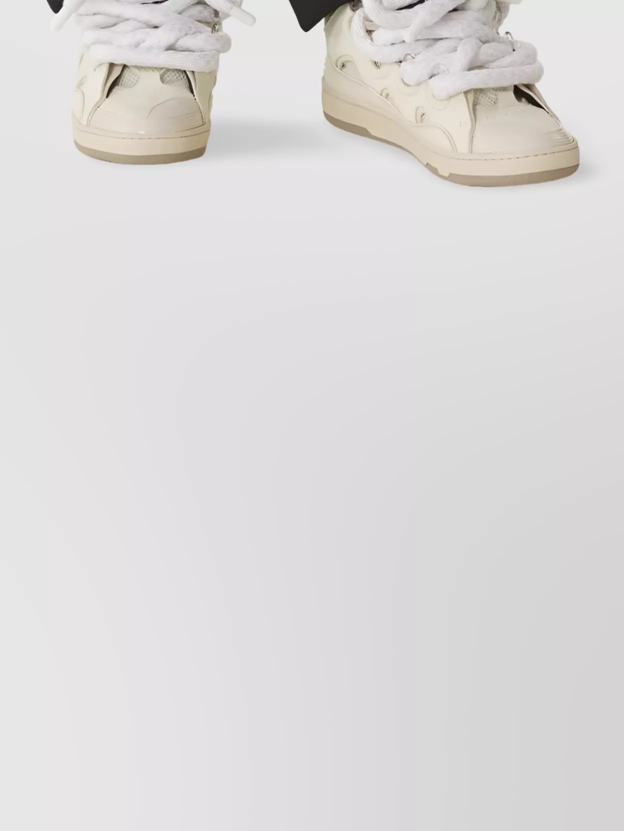 Lanvin Curb Sneakers In Leather With Snake Laces Shoes In Nude