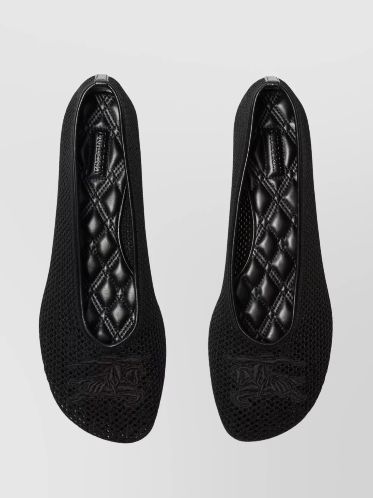 Burberry Square Toe Stretch Ballet Flats With Embroidered Detail