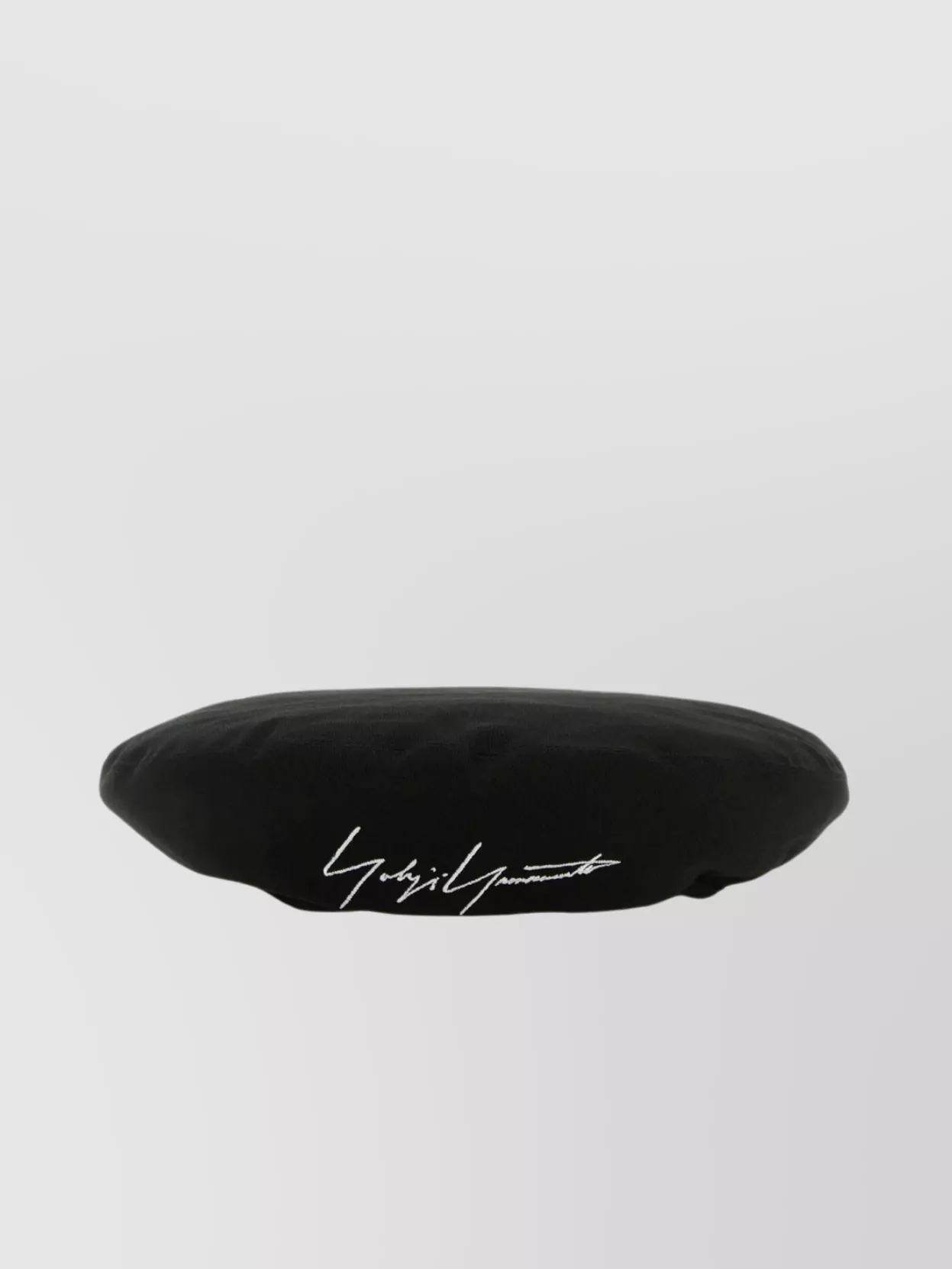 Shop Yohji Yamamoto Logoed Embroidery Cotton Beret With Contrasting Front In Black