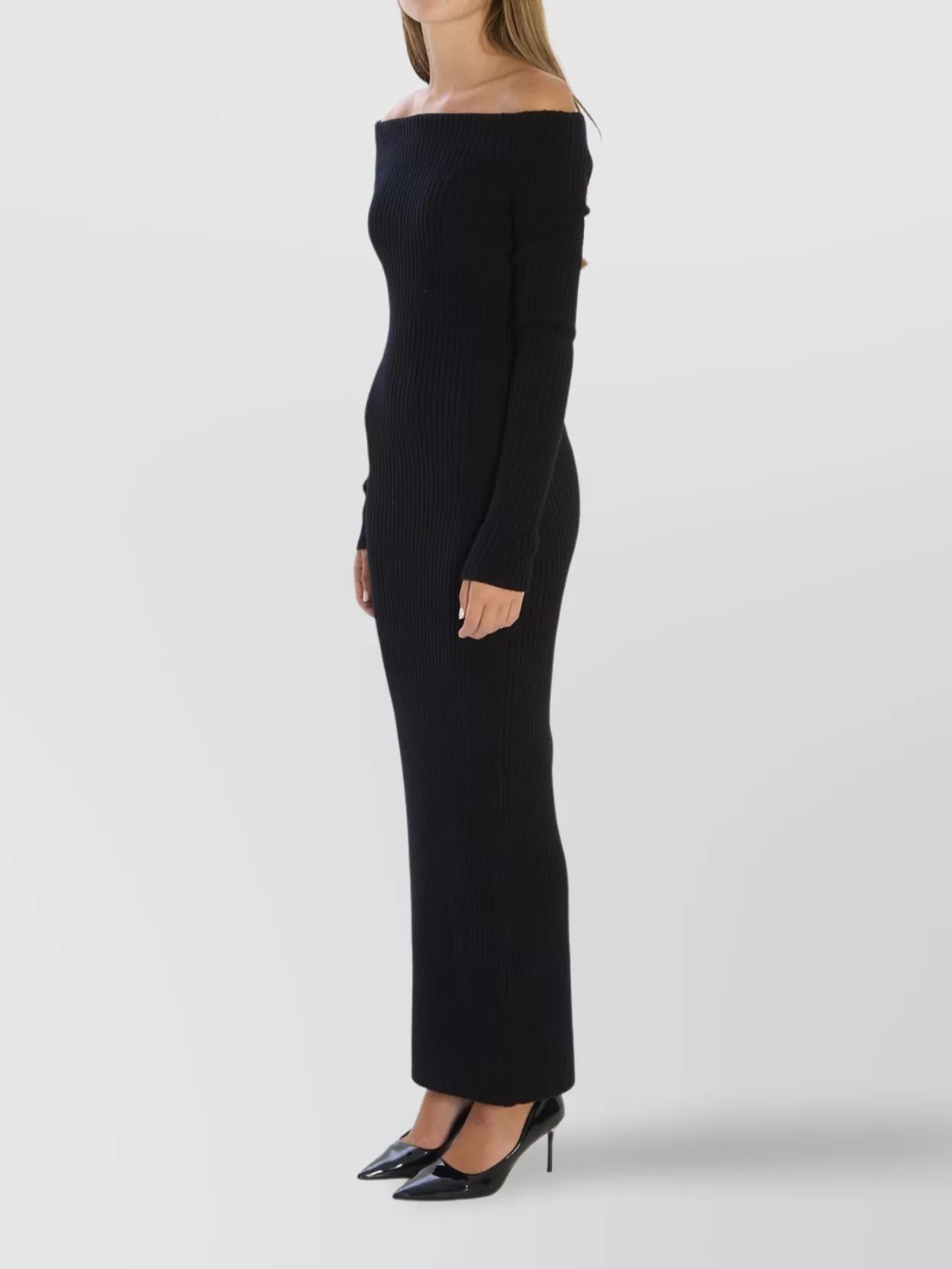 Max Mara Wool And Cashmere-blend Maxi Dress In Black