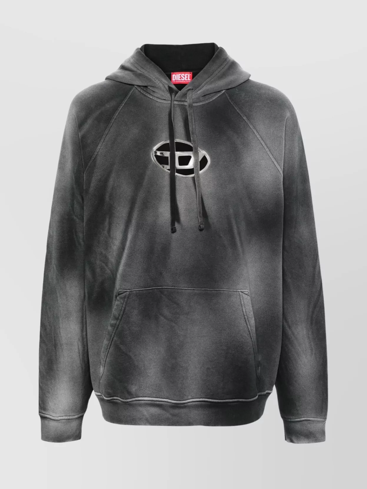 Shop Diesel Hooded Sweatshirt With Faded Effect And Pockets