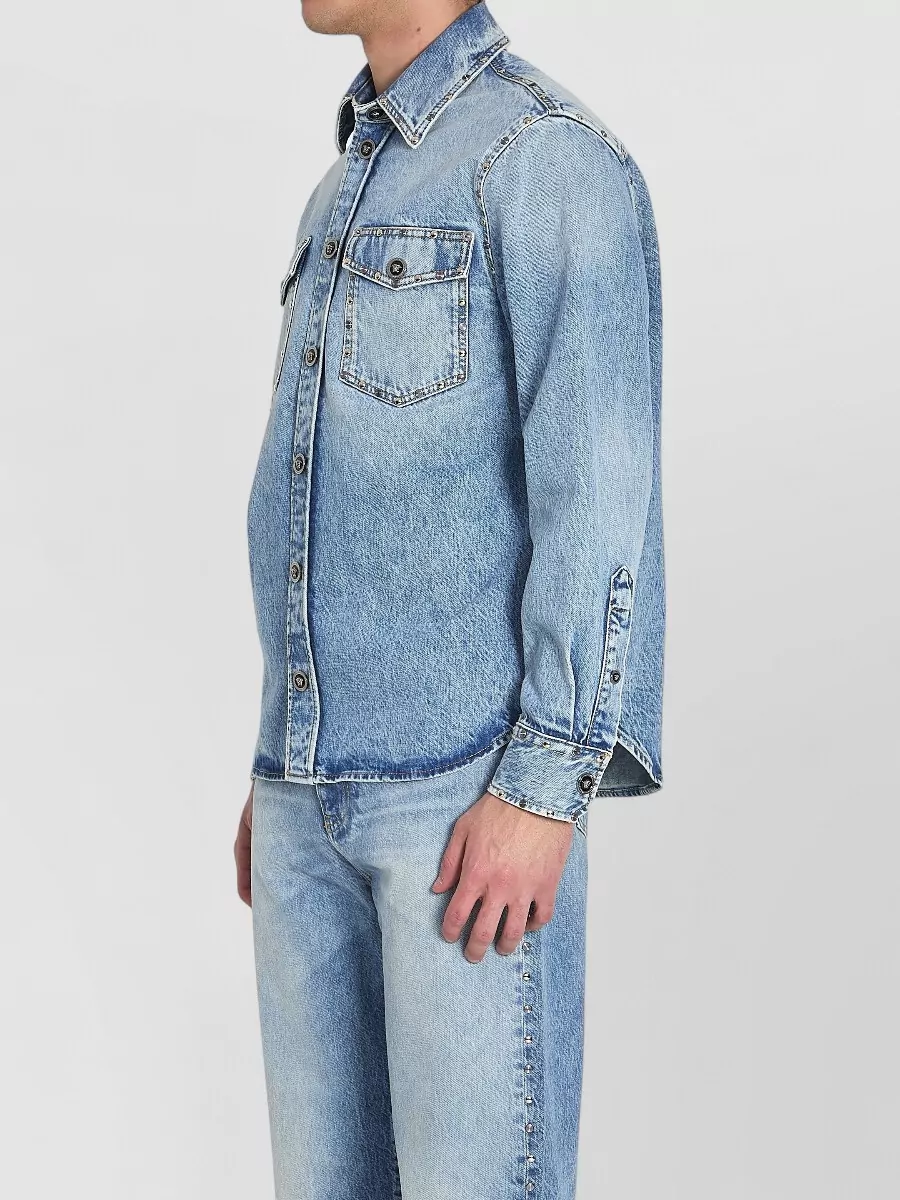 Versace Studded Oversized Denim Overshirt