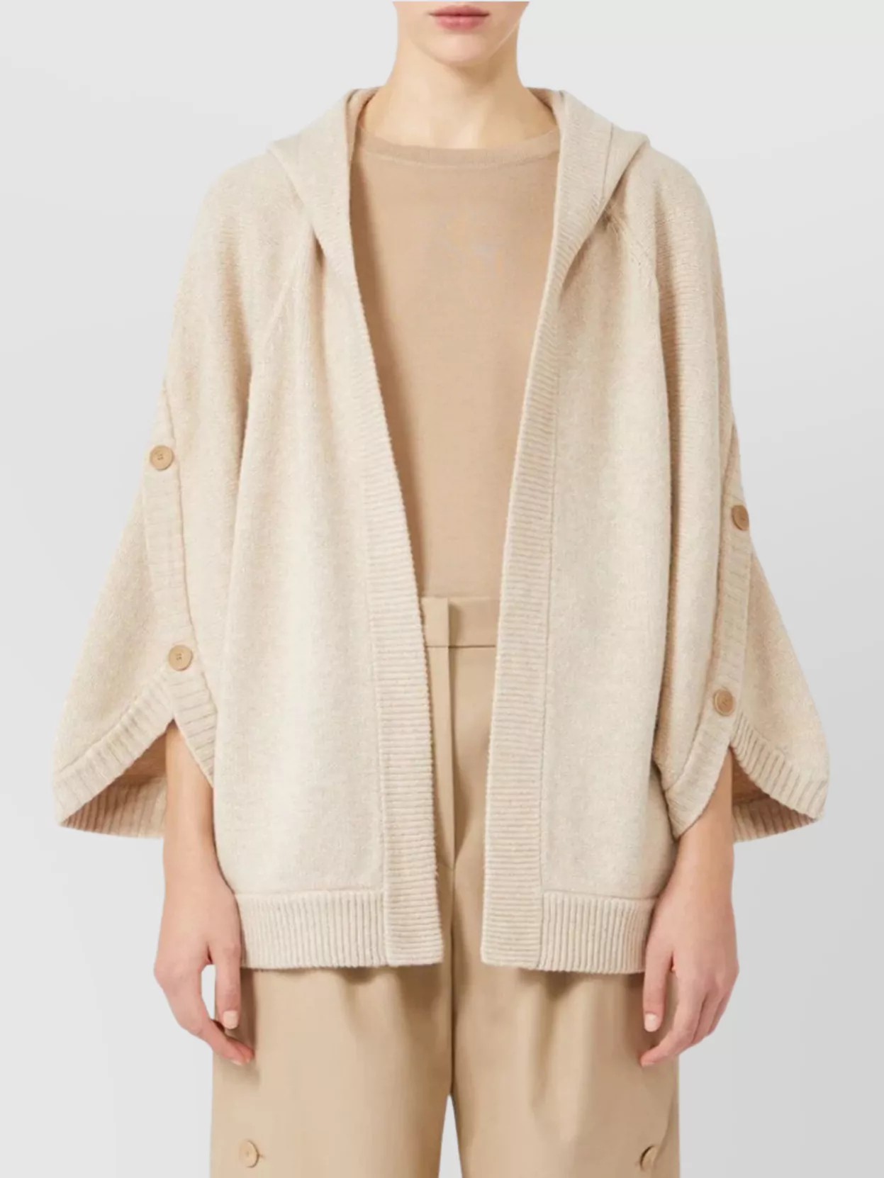 Max Mara Hooded Knitwear Relaxed Silhouette In Neutral