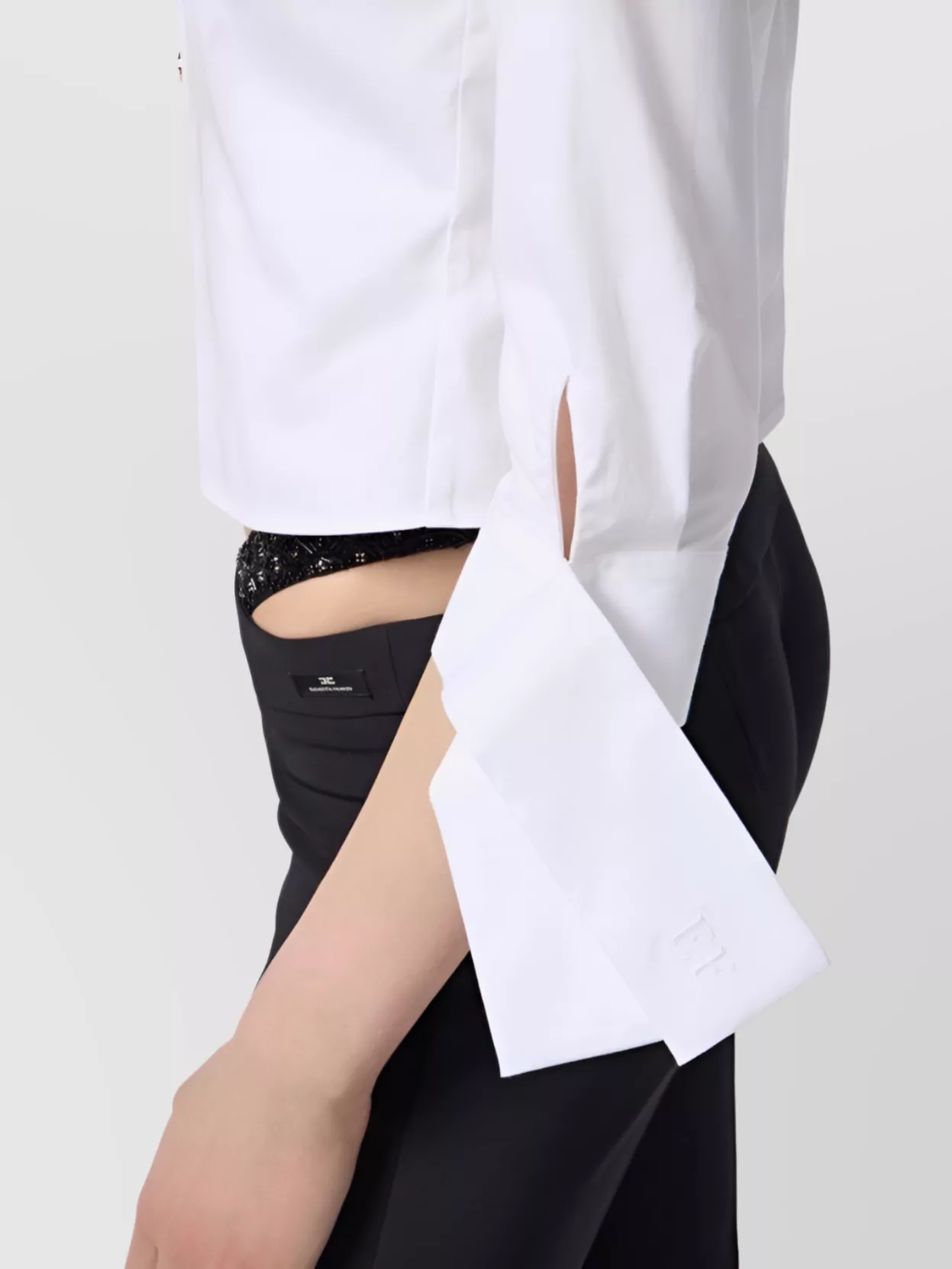 Elisabetta Franchi Cropped Top With Long Cuffs And Buttons In White