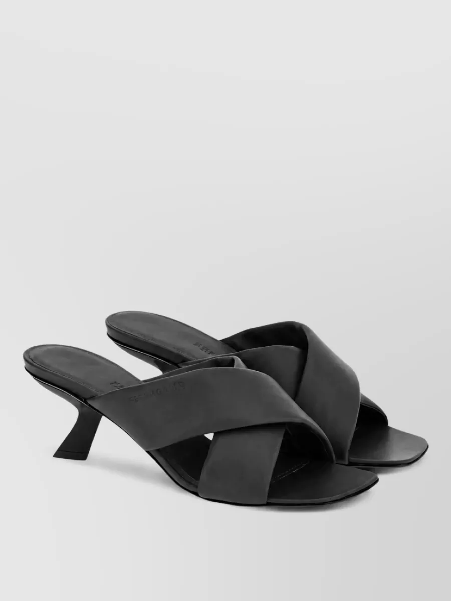 Ferragamo leather crossover heeled sandals