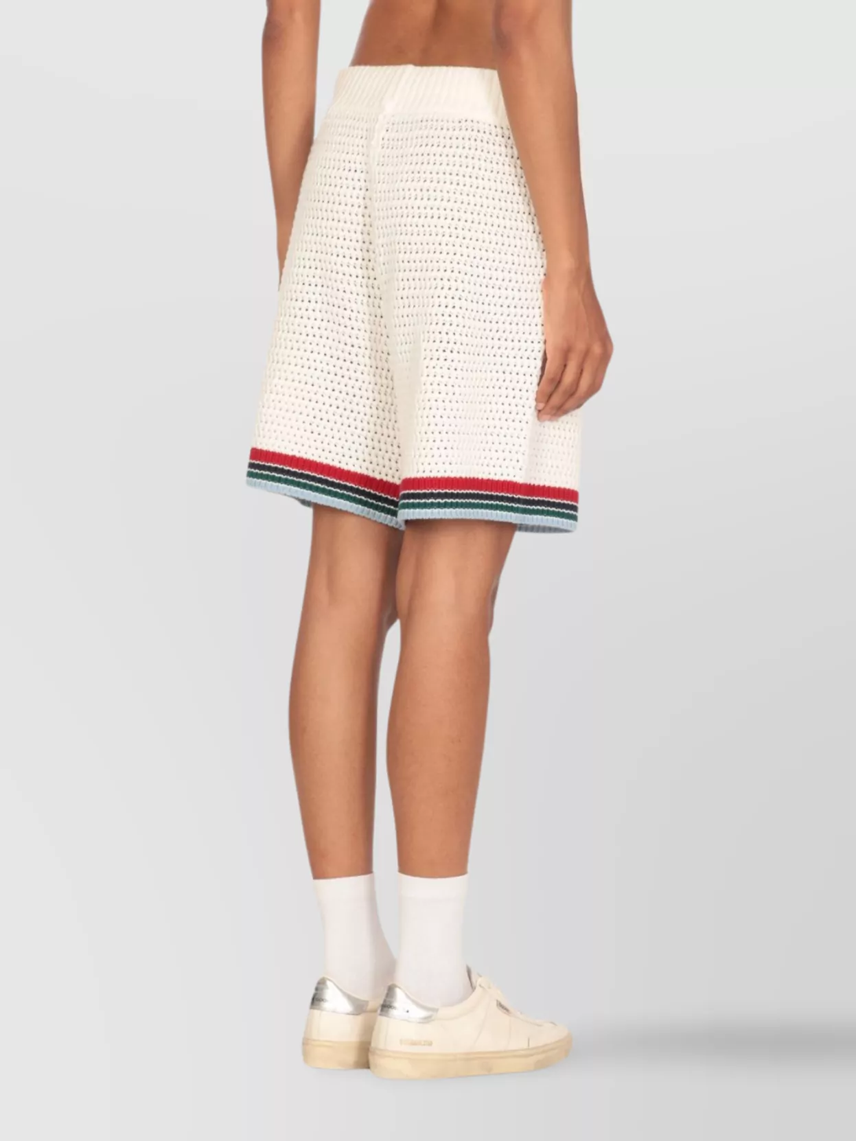 Casablanca Knit Textured Bermuda Shorts With Striped Hem