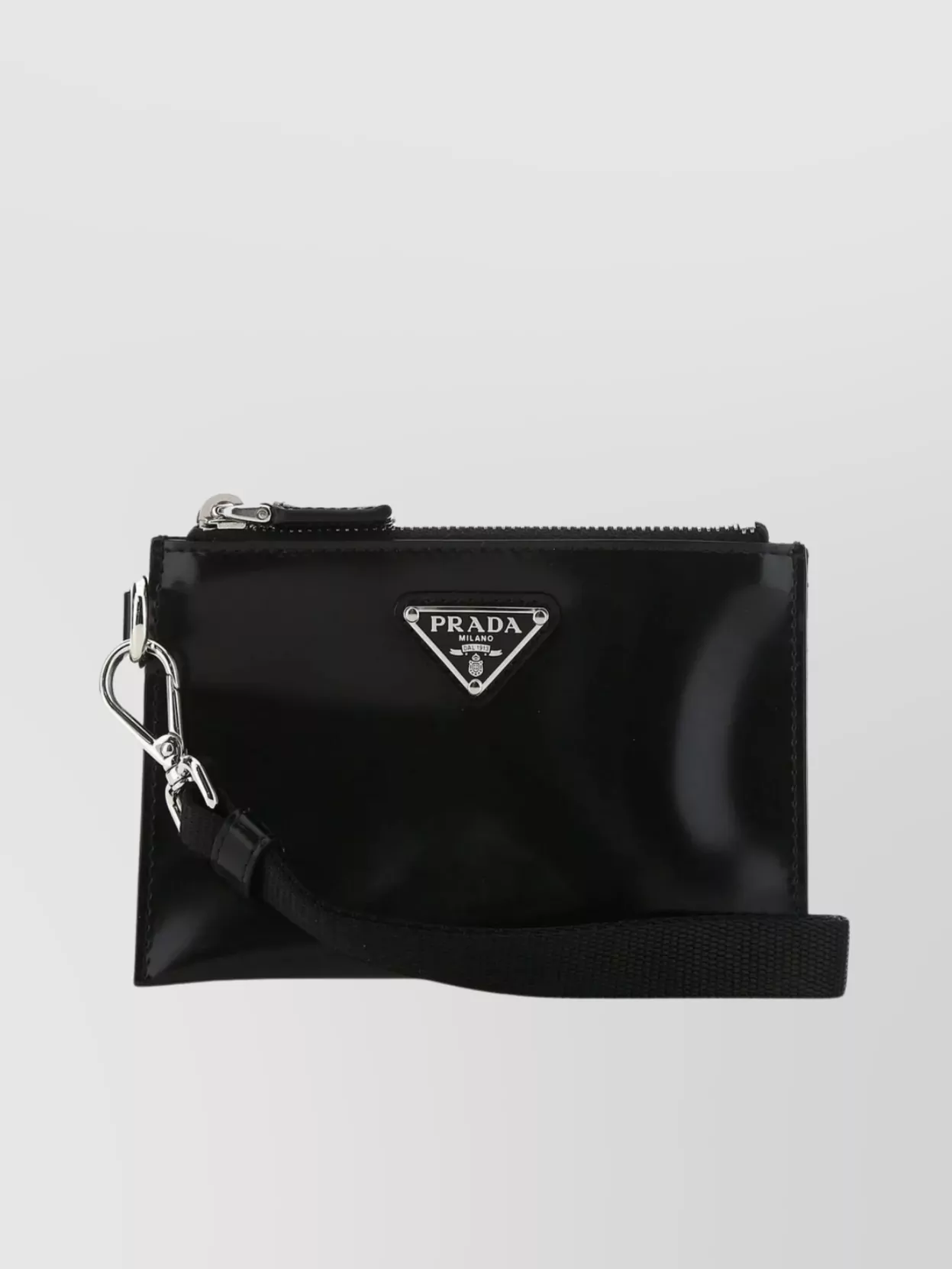 Shop Prada Clutch Bag Leather Detachable Straps