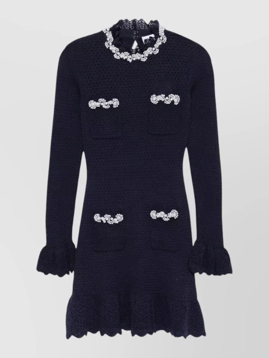 Self-Portrait cotton embellished mini dress