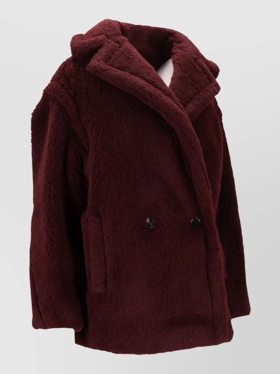 Max Mara Double Breasted Jacket Textured Finish Lapels Pockets