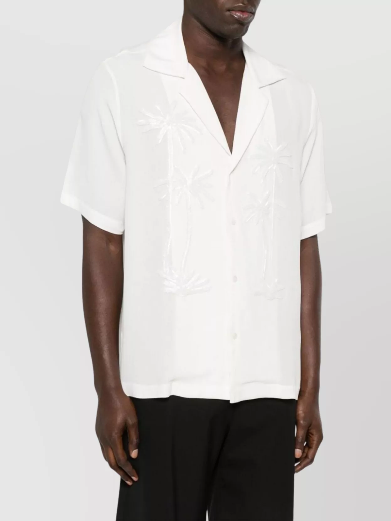 Parosh Palm Tree Embellished Cuban Collar Shirt