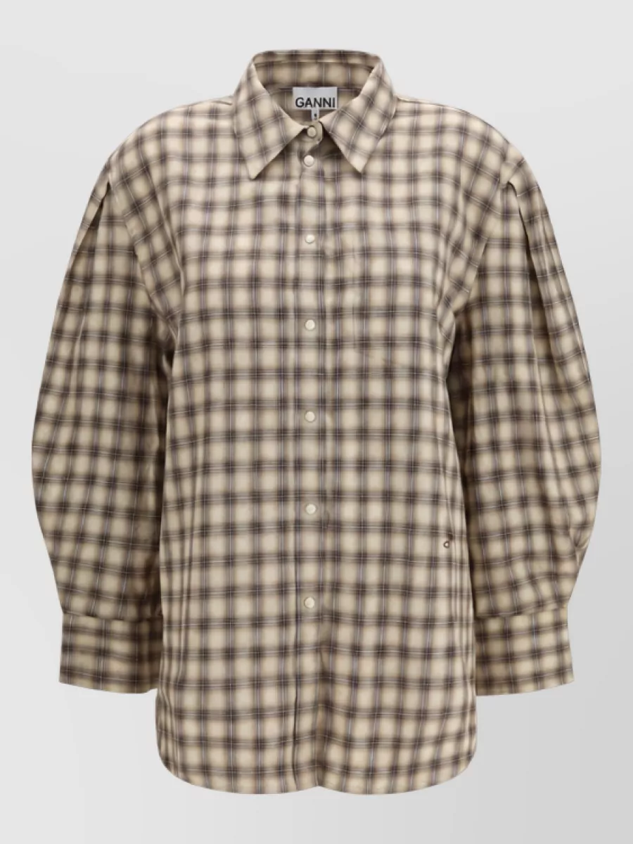 Ganni checked relaxed-fit cotton shirt