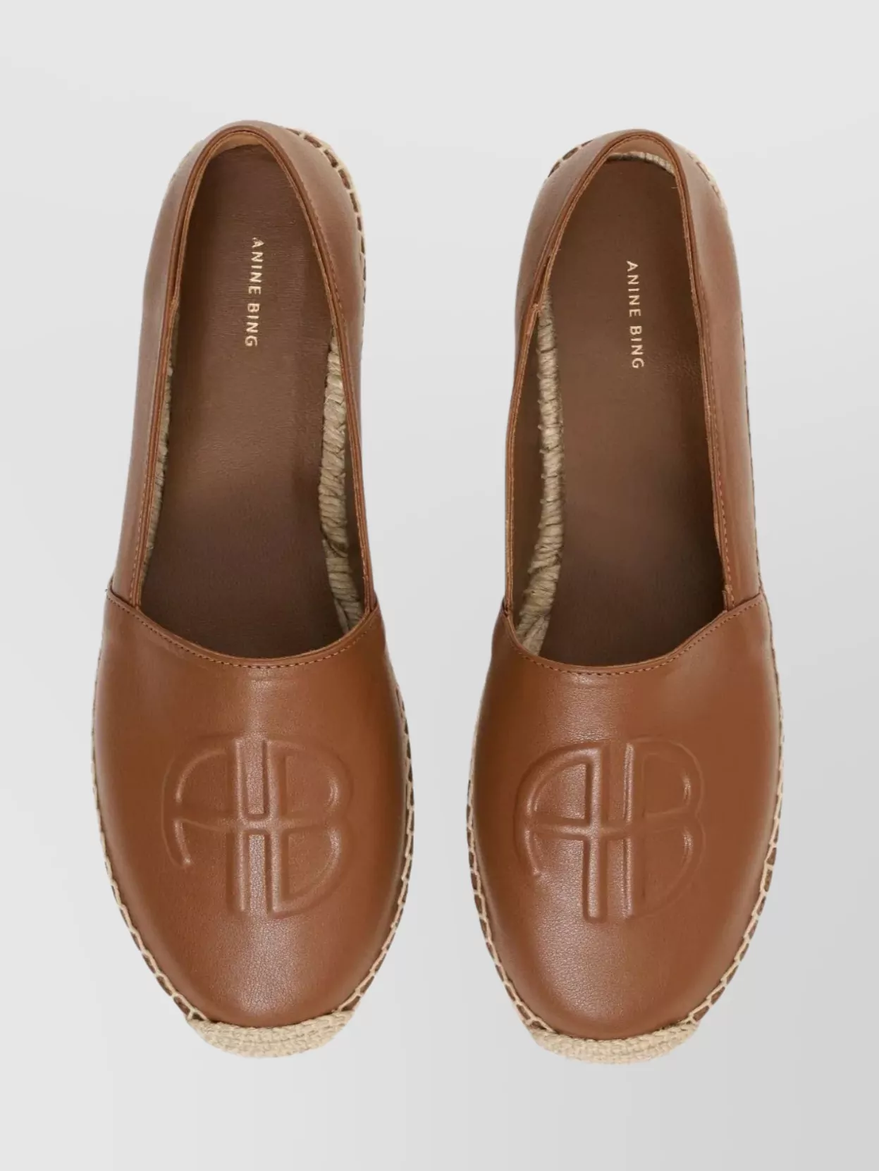 Anine Bing Cognac Leather Espadrilles Platform Sole