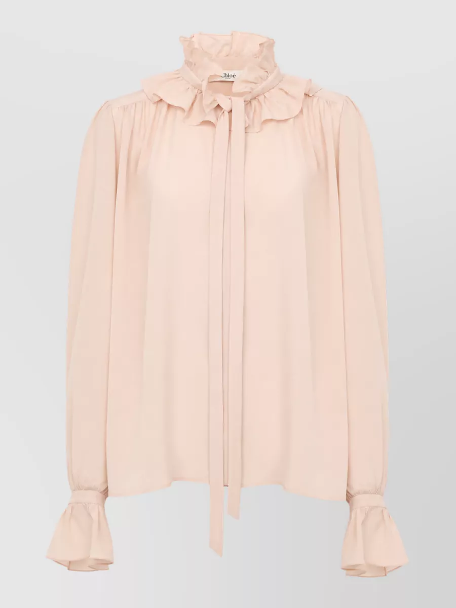Chloé Silk Ruffled High-Neck Blouse
