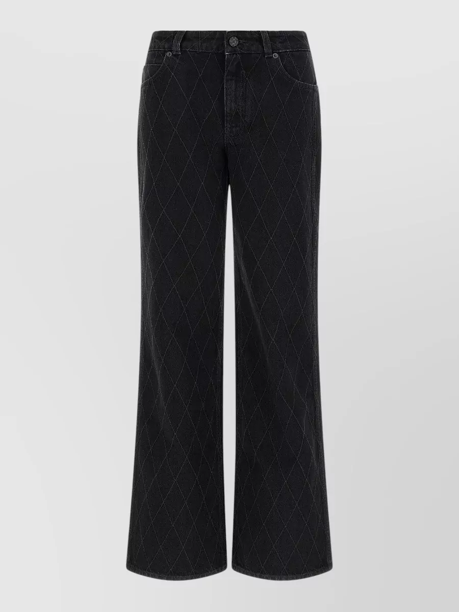 Balmain denim diamond quilted wide-leg flared jeans
