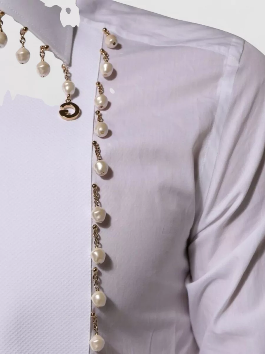 Dolce&Gabbana Cotton Pearl-Embellished Formal Shirt