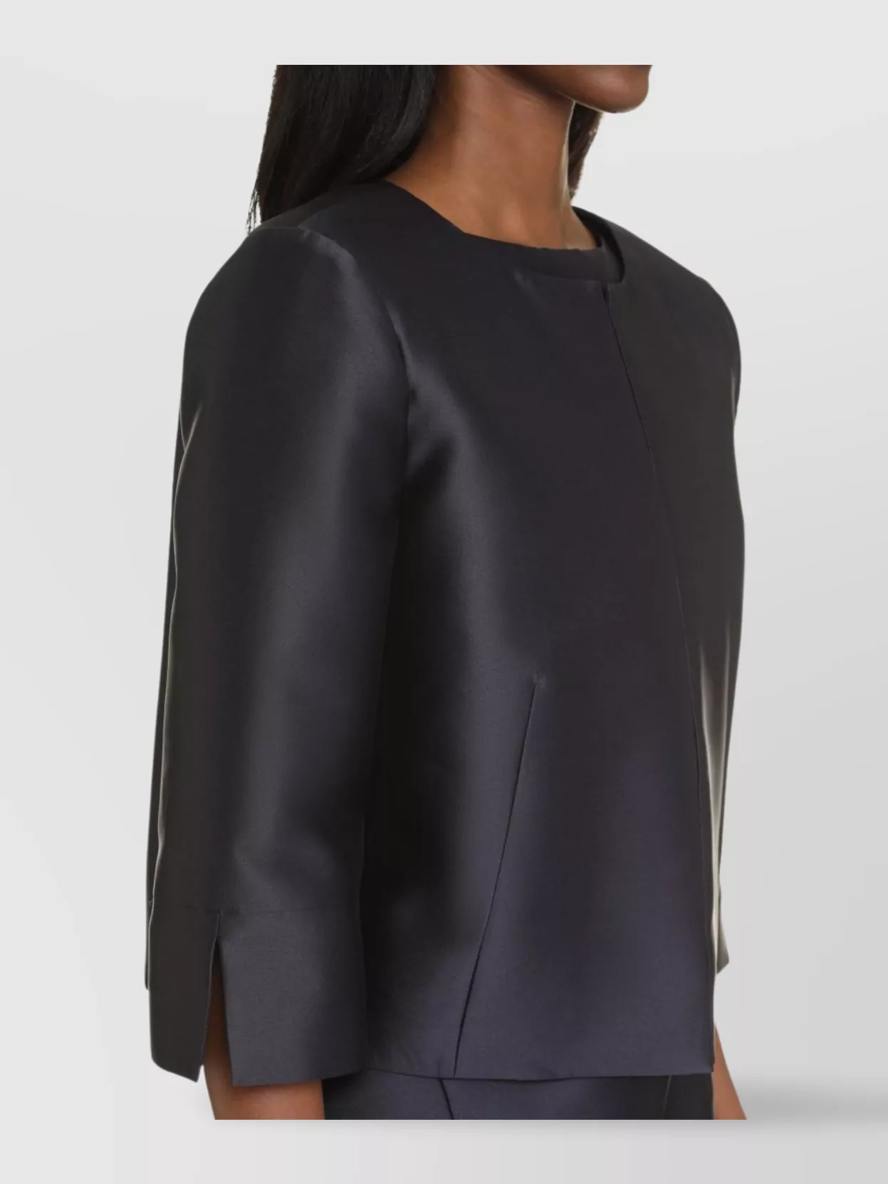 Alberta Ferretti Square Neck Cropped Jacket With 3/4 Sleeves