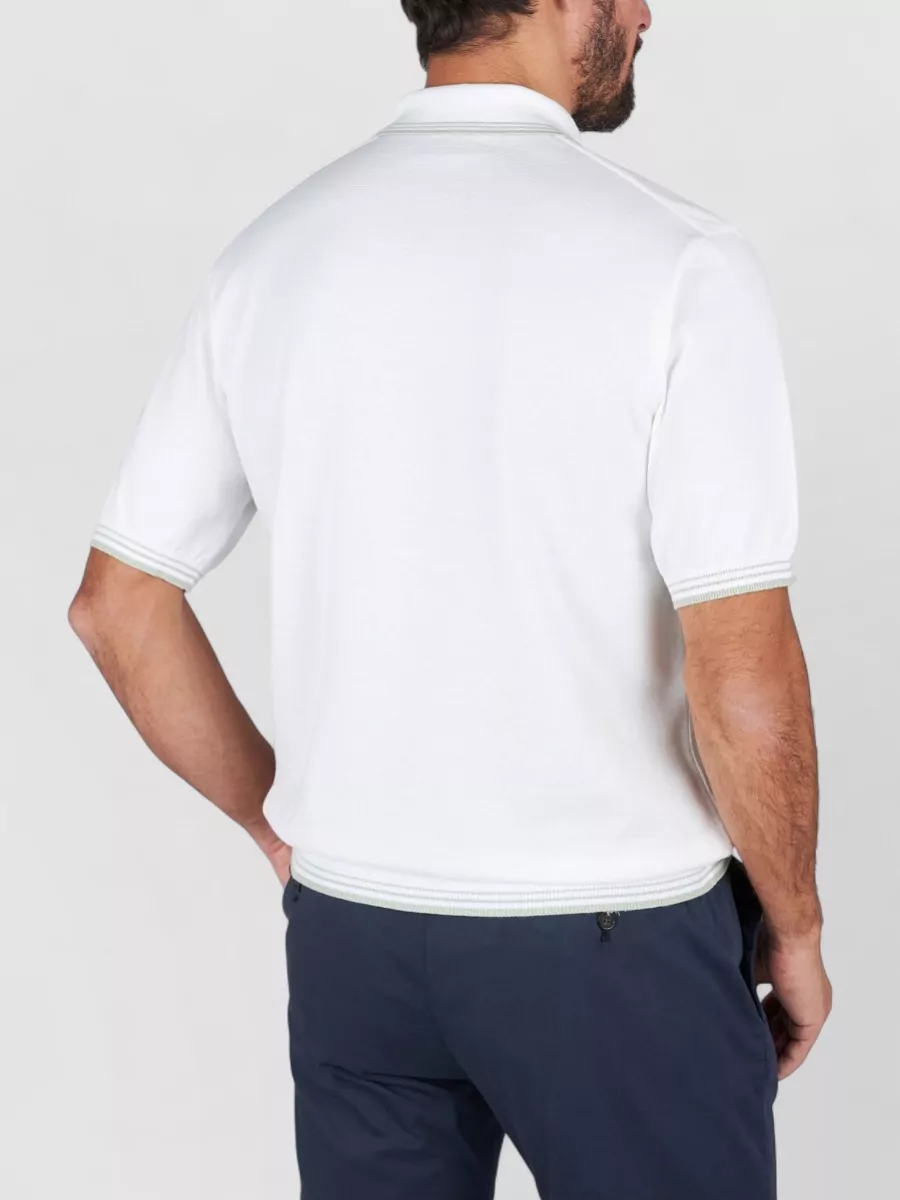 Paul & Shark Polo Collar T Shirt Ribbed Cuffs Hem