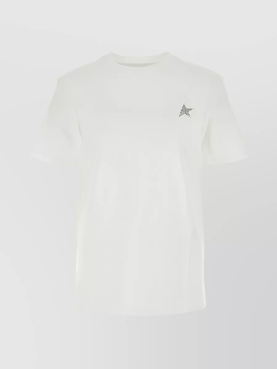 Shop Golden Goose Star Print Glitter Logo T-shirt In Grey