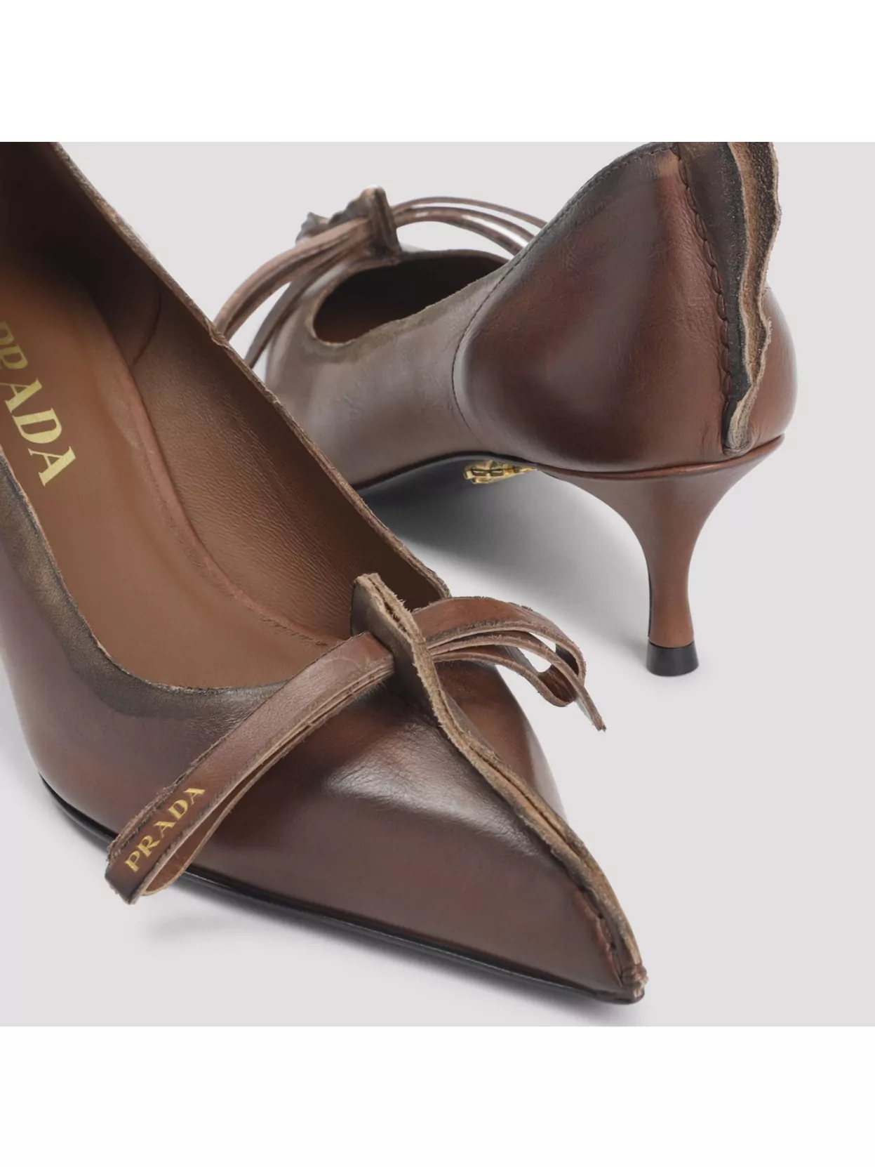 Prada Calf Leather Bow Detail Pumps