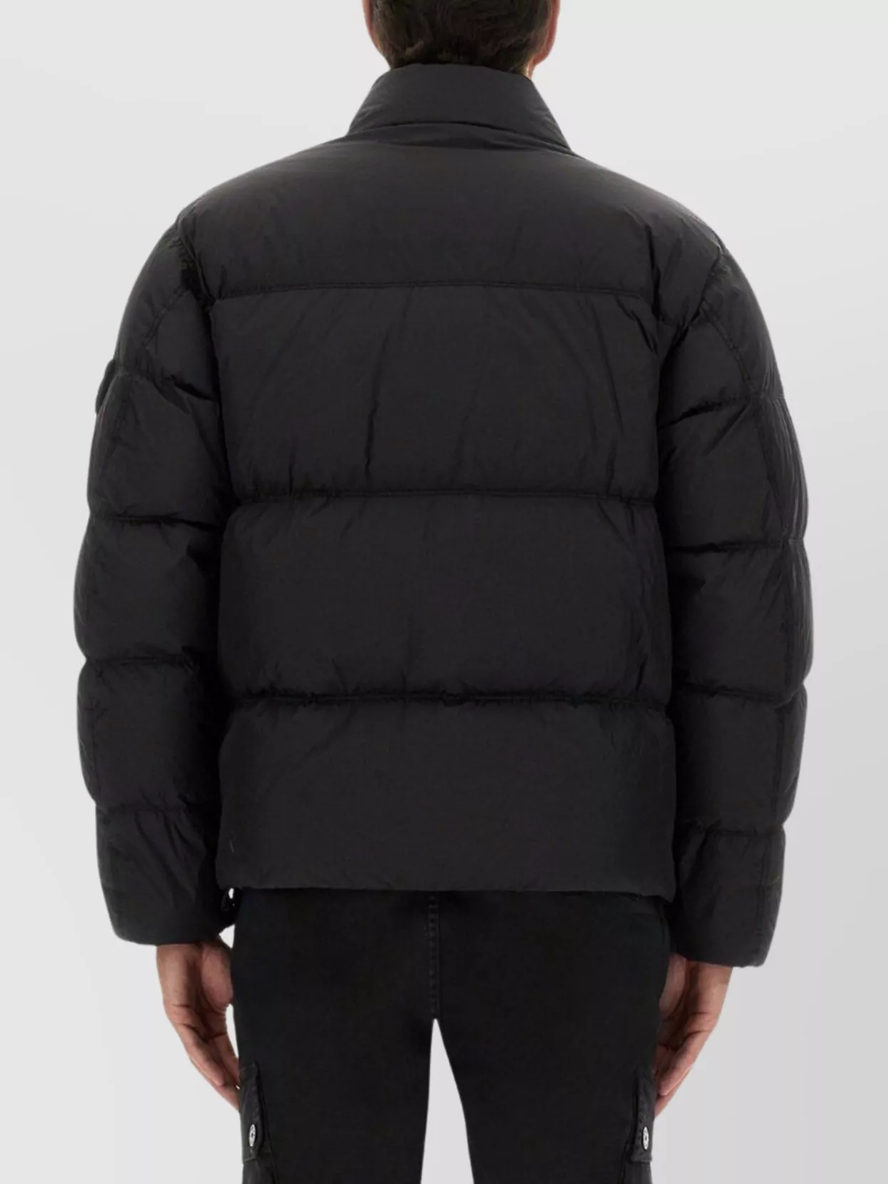 Stone Island Quilted High Collar Jacket With Side Pockets