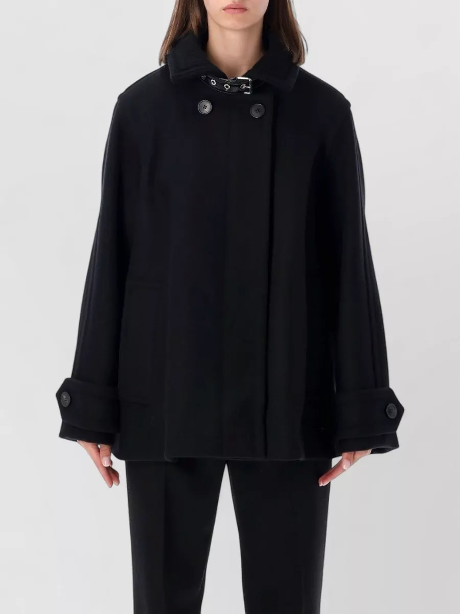 Lanvin cashmere blend high neck short coat