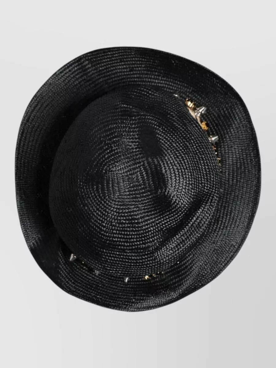 Dolce&Gabbana Crystal Embellished Wide Brim Straw Fedora Hat