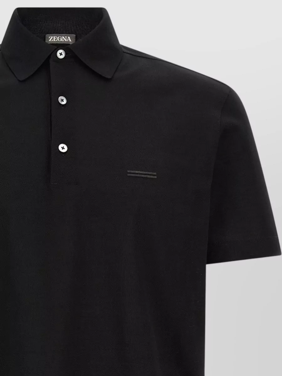 Zegna Piqué Cotton Short-Sleeve Polo Shirt