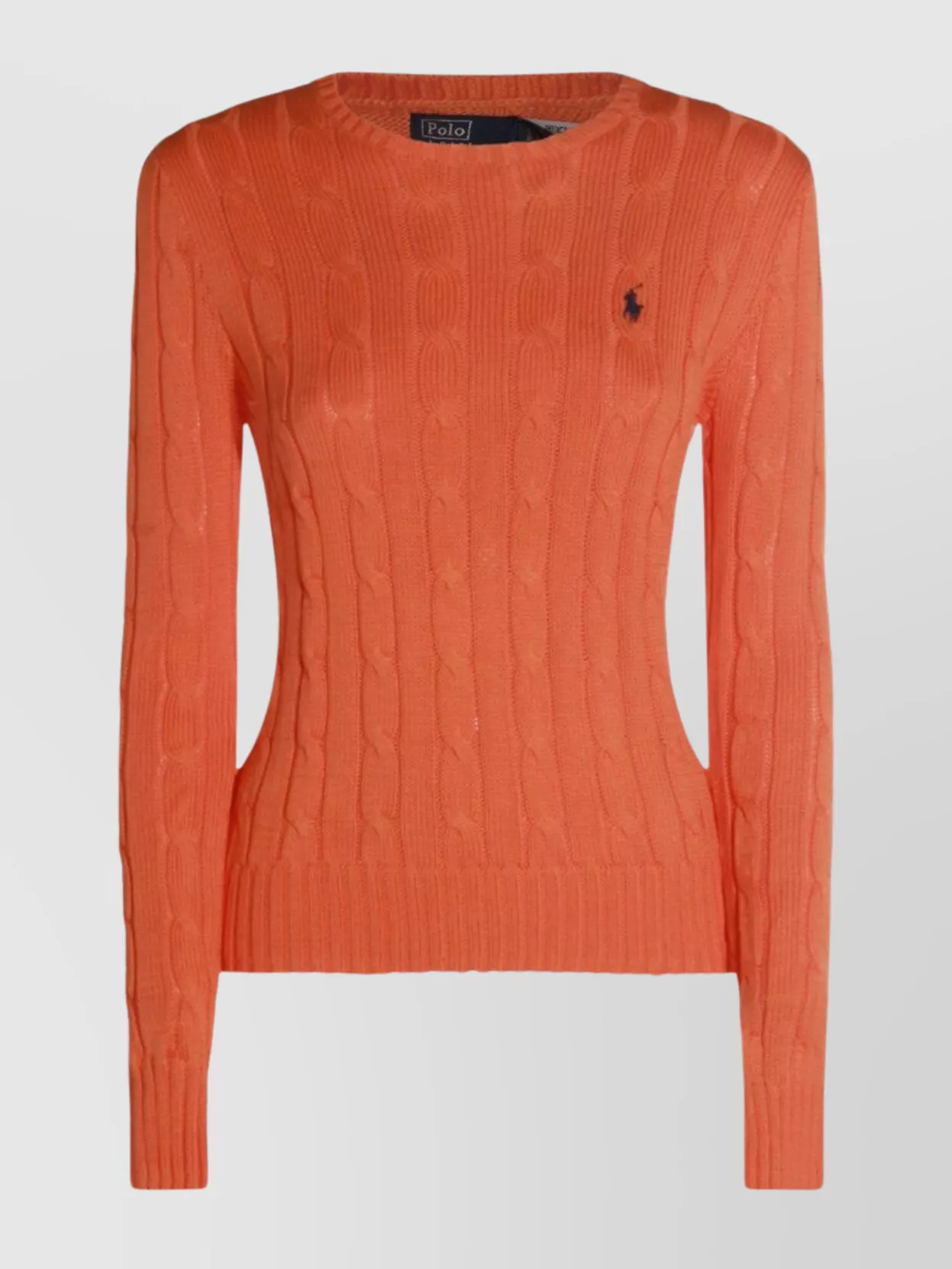 Polo Ralph Lauren Cable Knit Pullover With Ribbed Finish In Orange