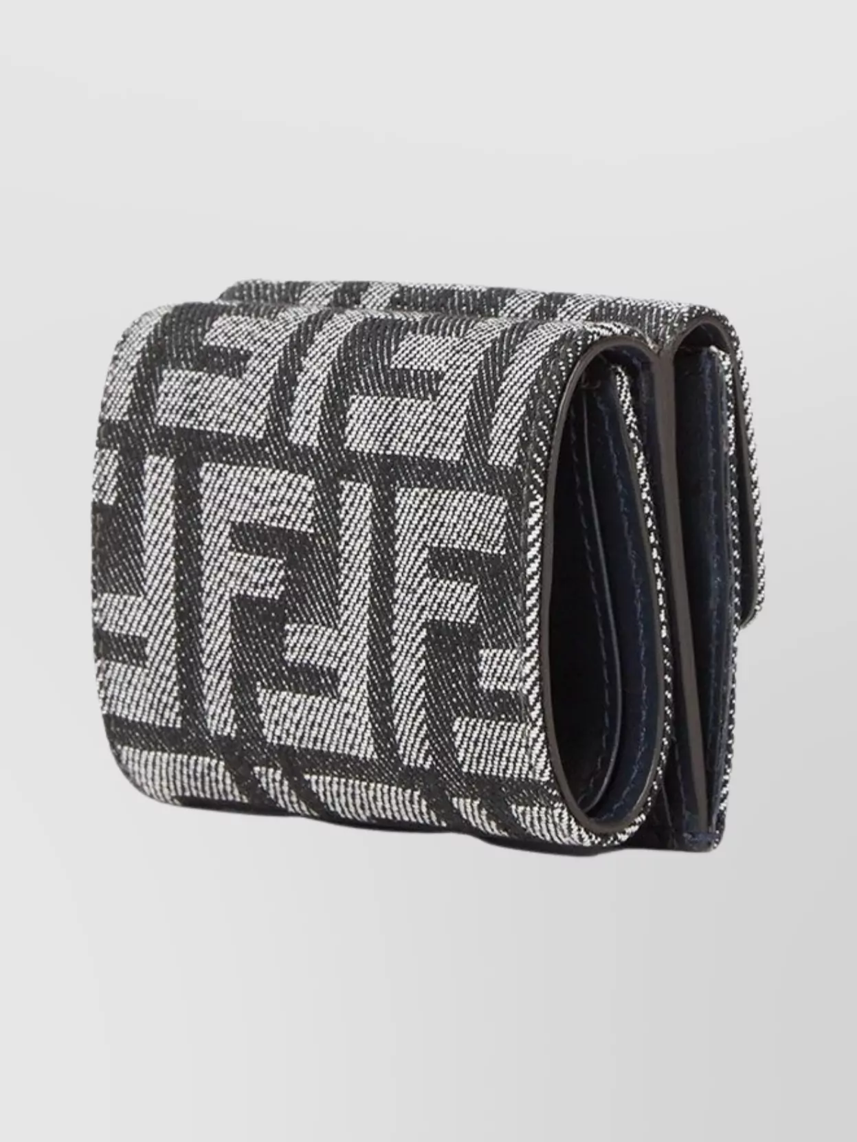 Fendi Micro Trifold Purse Textured Finish In Blue