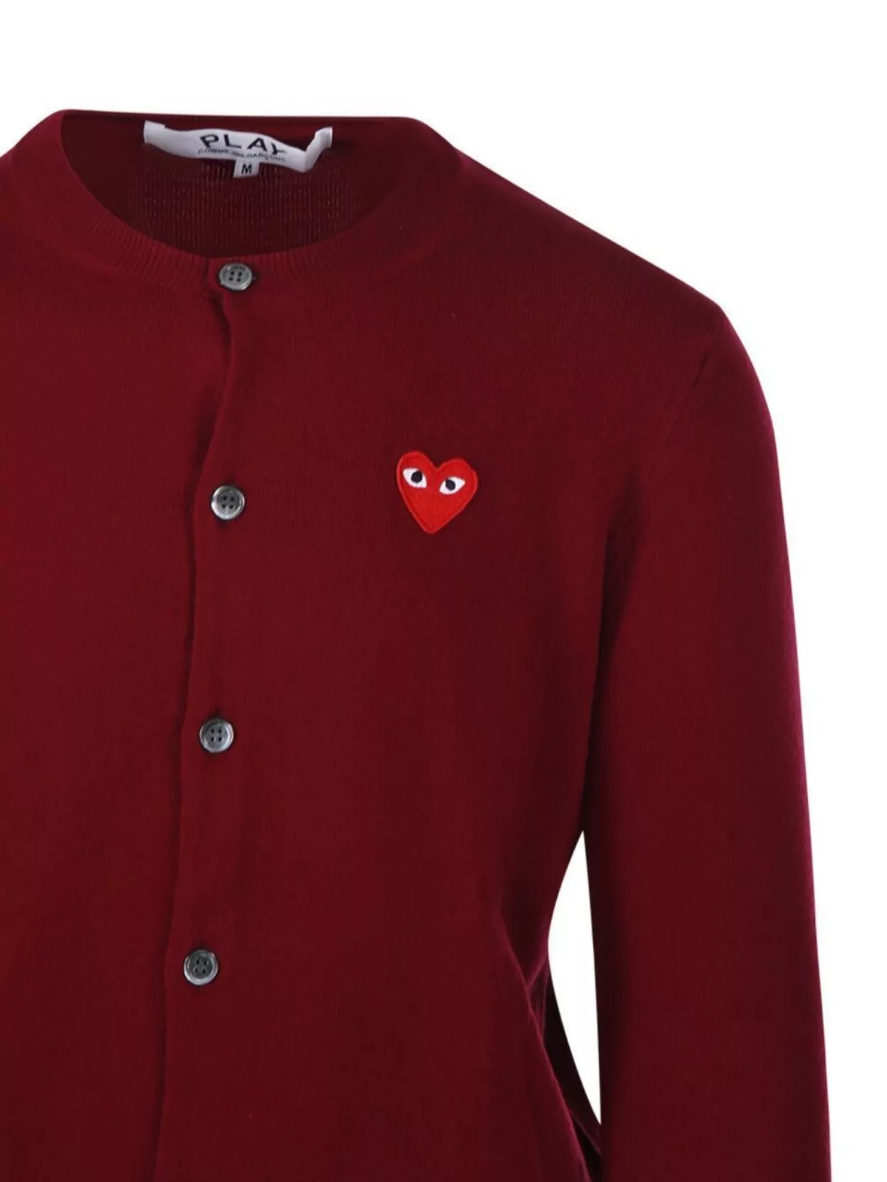 Comme Des Garçons Play Round Neck Cardigan With Ribbed Cuffs And Hem