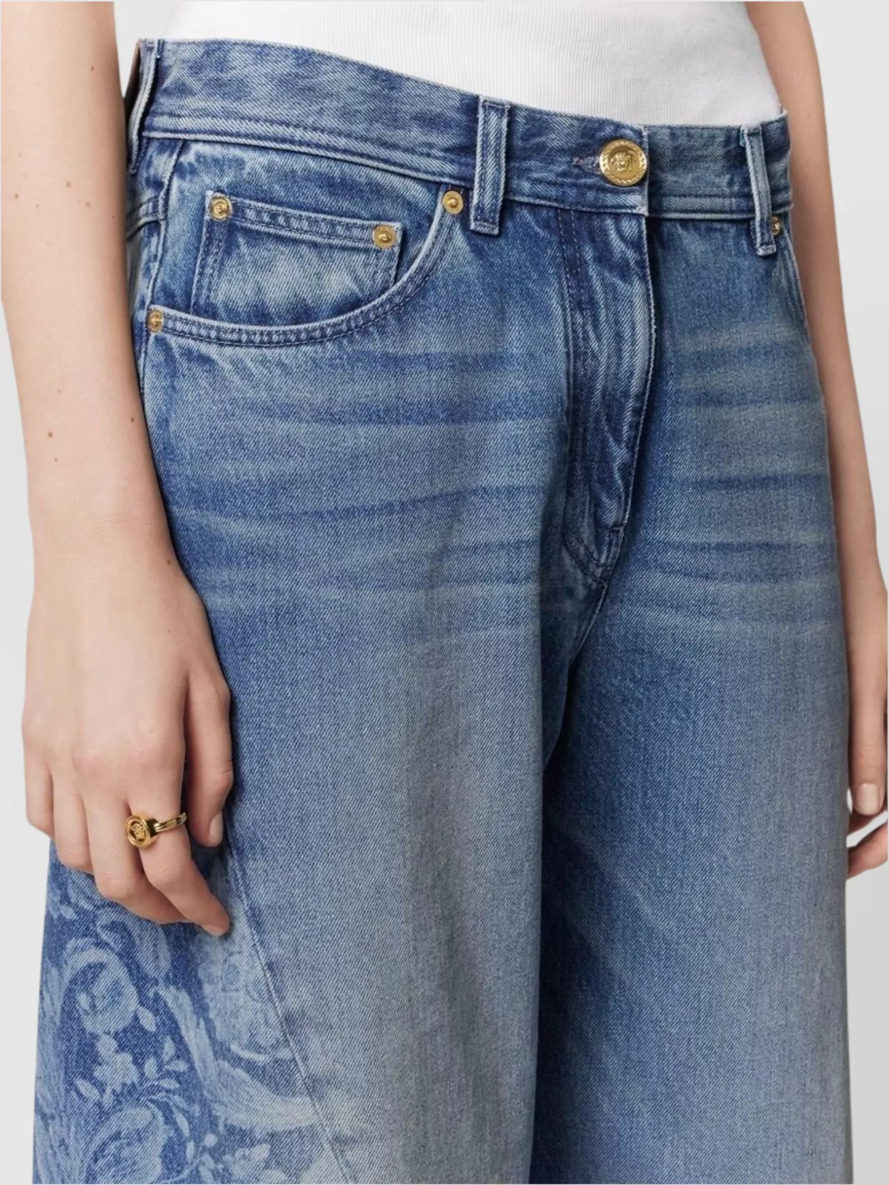 Versace Straight Trousers With Belt Loops And Contrast Stitching