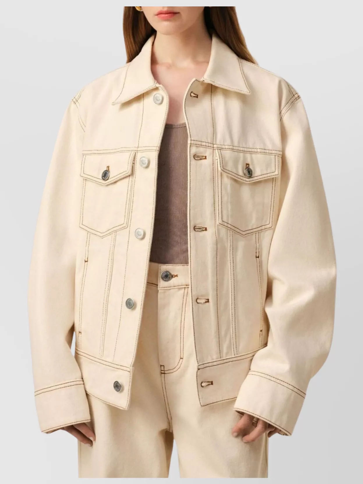 Ami Paris Cotton Jacket With Long Sleeves And Pointed Collar