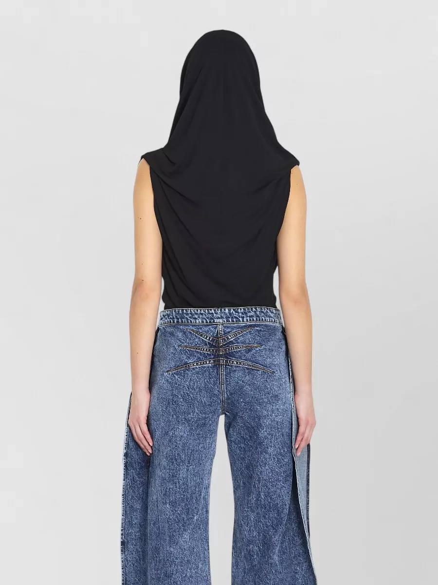 Alaïa Draped Hooded Sleeveless Bodysuit