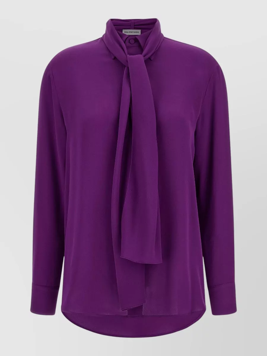 Balenciaga silk long-sleeve asymmetric scarf blouse
