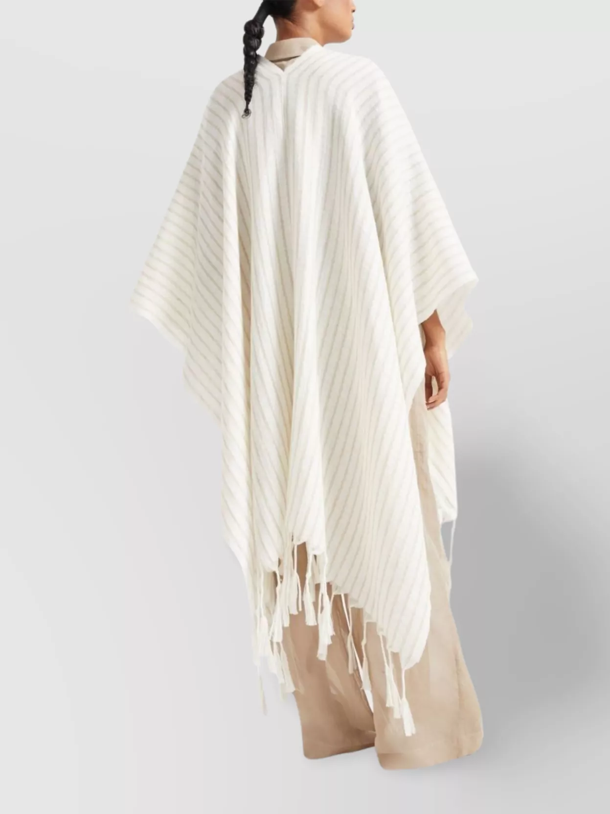 Brunello Cucinelli Draped Fringe Lightweight Striped Tassel Sleeves