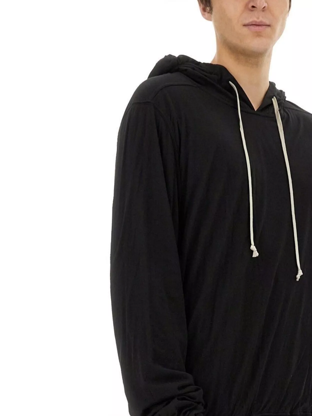 Rick Owens Drkshdw Drkshdw By Rick Owens Relaxed Fit Black Hoodie With Drawstring Hood