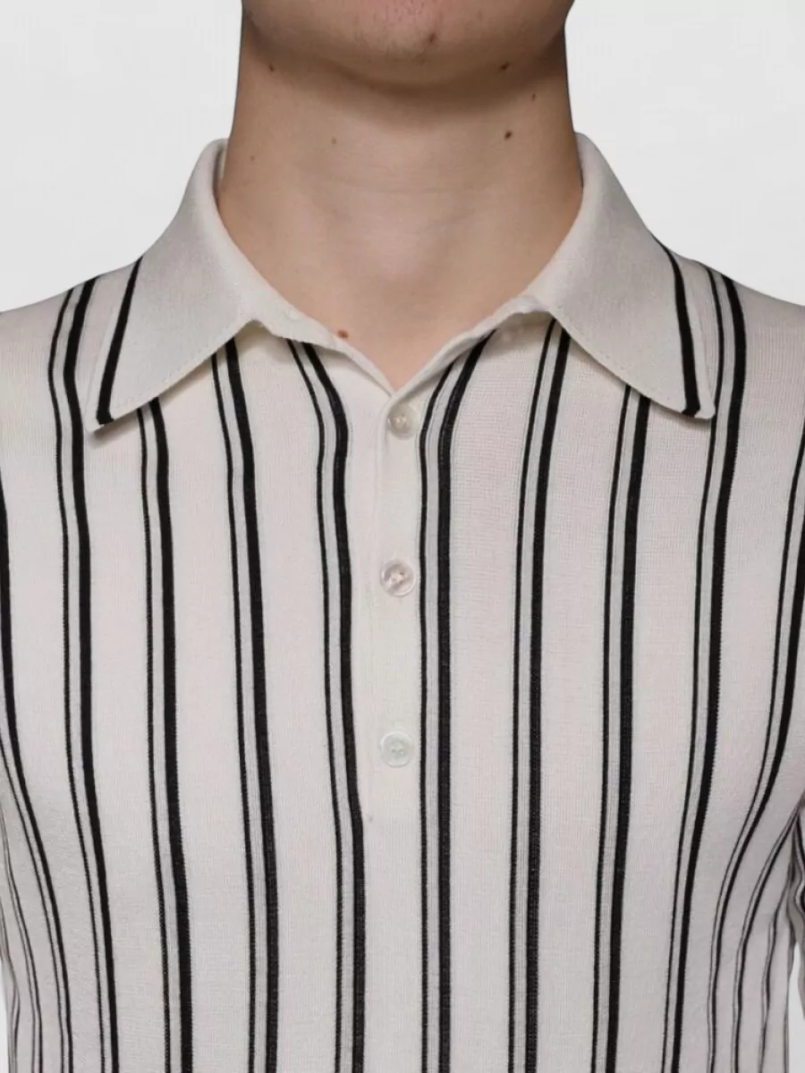 Dolce&Gabbana Silk Striped Short-Sleeve Polo Shirt