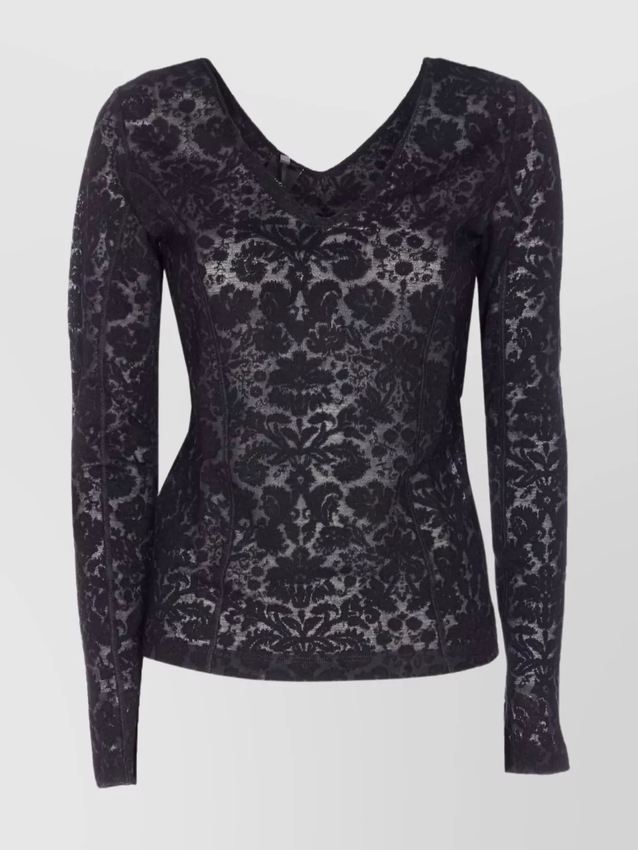 Pinko V-neck Long Sleeve Fitted Knitwear Top In Black