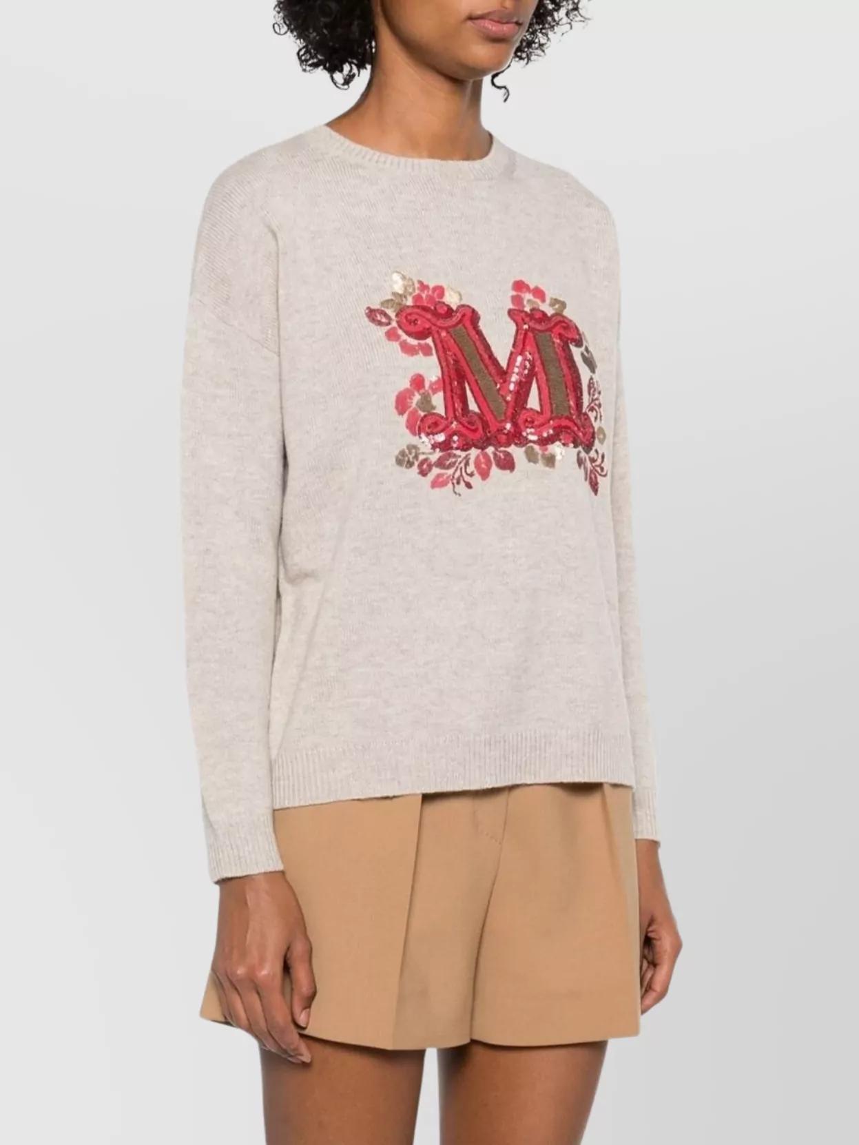 Max Mara Crew Neck Embroidered Long Sleeves Top