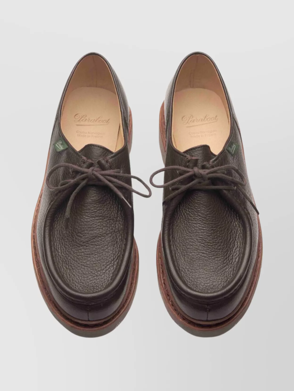 Paraboot Round Toe Textured Leather Derby Shoes Michael