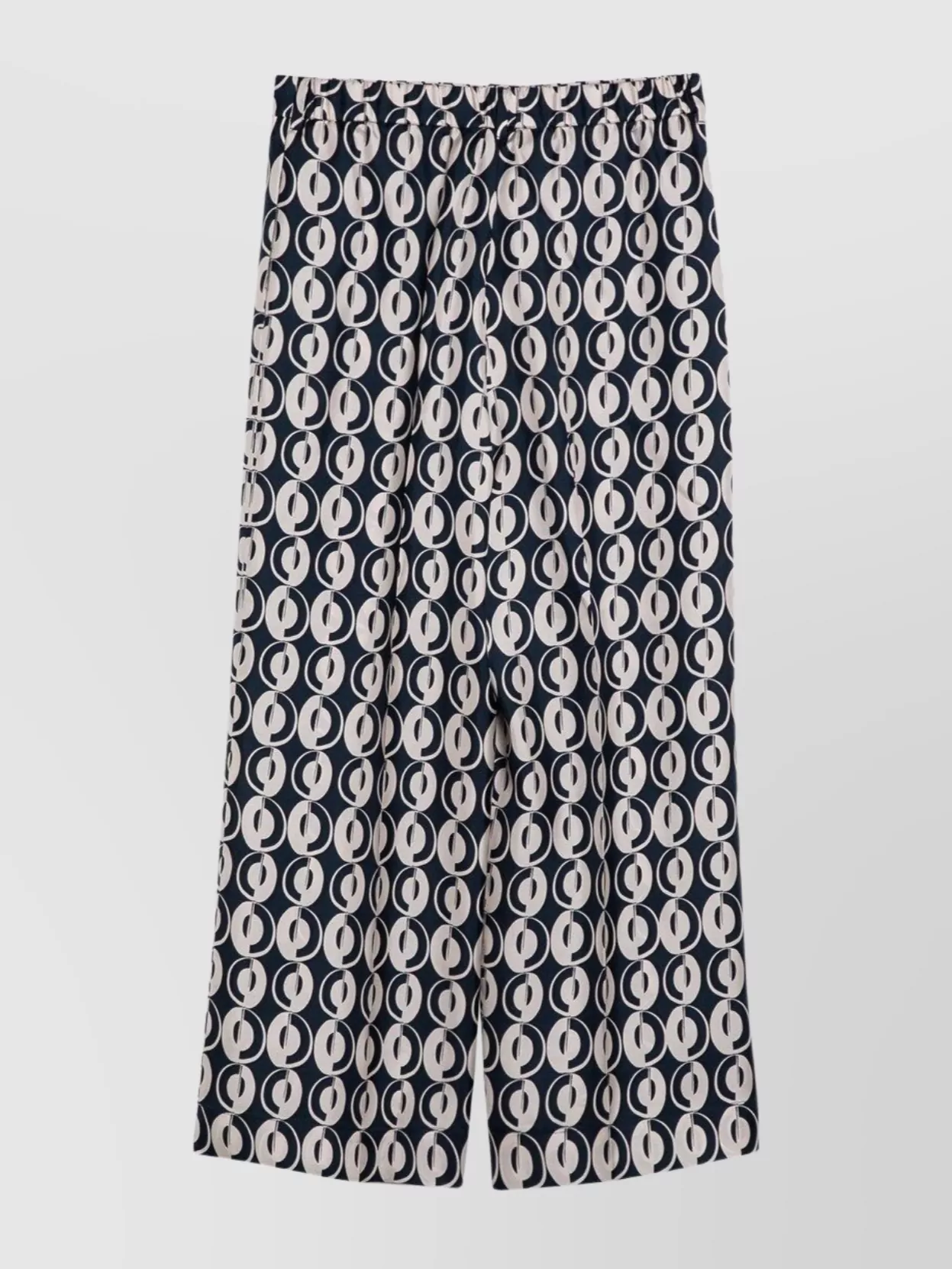 Max Mara Silk Trousers With All-over Print And Wide Leg In Blue