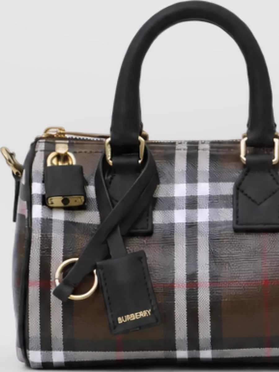 Burberry check mini bowling cotton clutch bag