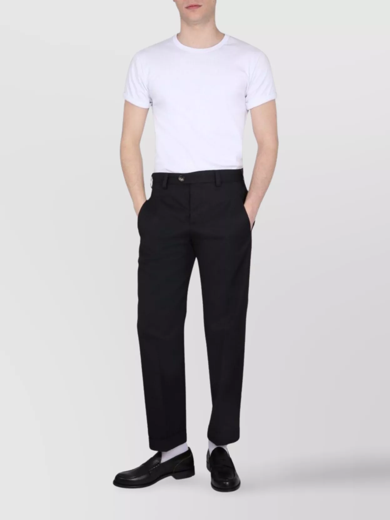 Pt Torino Navy Blue Cotton Trousers In Black