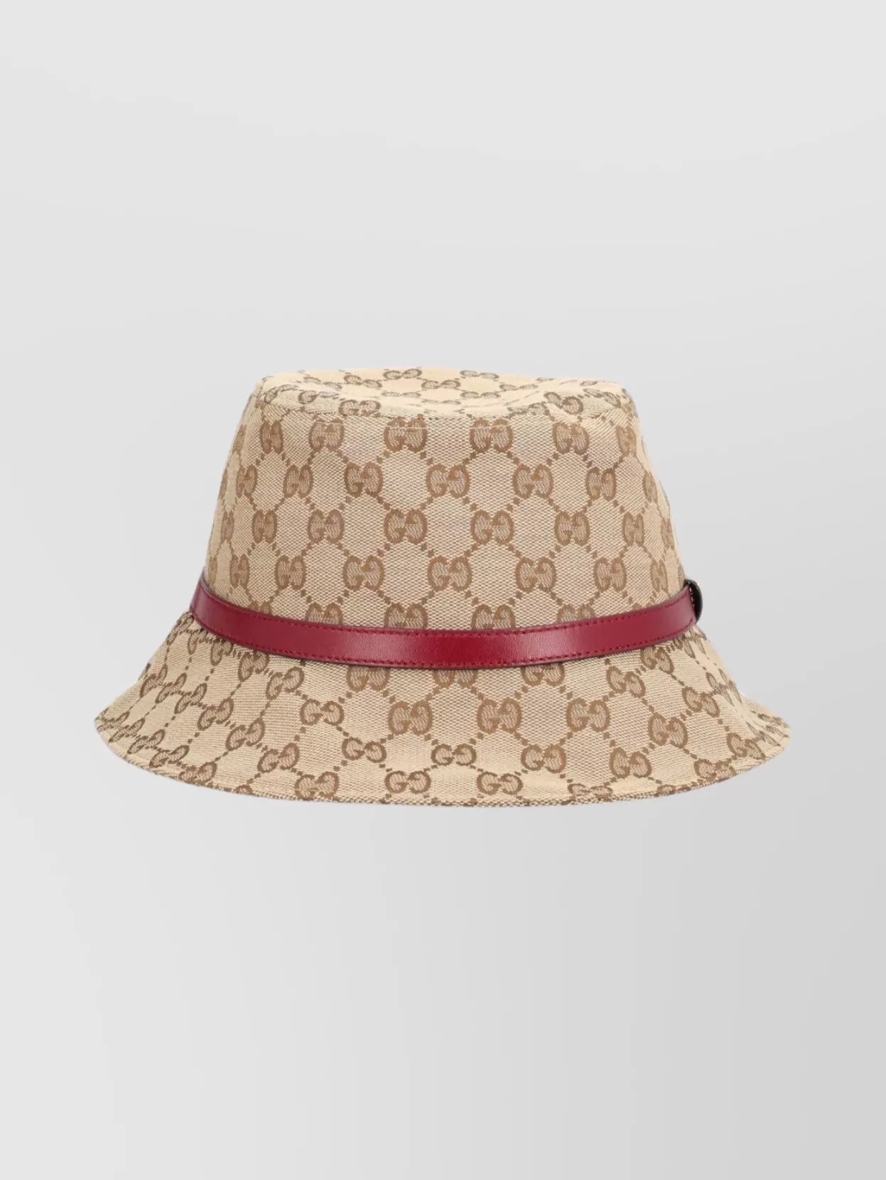 Gucci Wide Brim Cloche Hat With Leather Trim In Brown