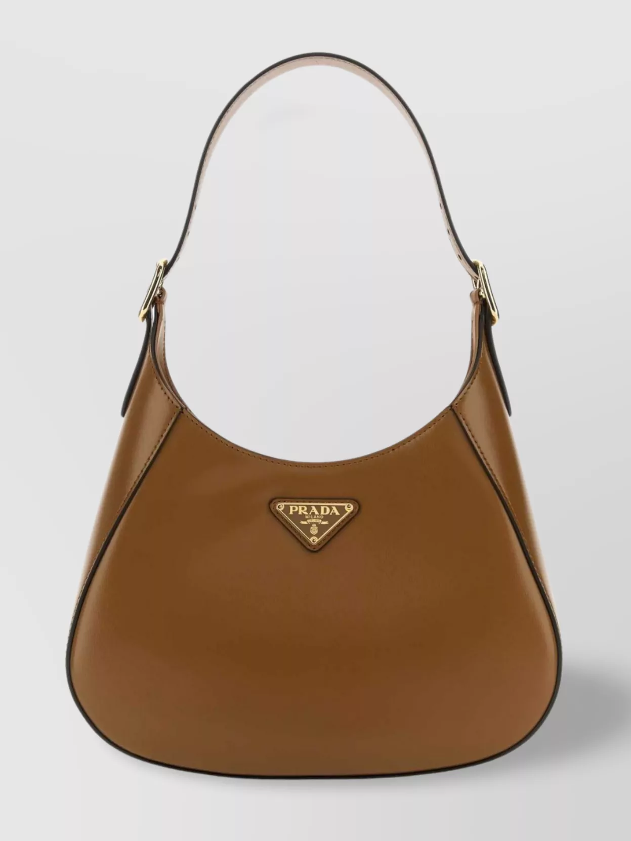 Shop Prada Curved Cleo Shoulder Bag In Brown