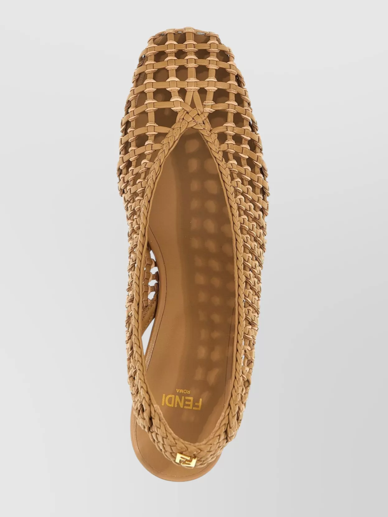 Fendi Woven Kitten Heel Square Toe Slingback