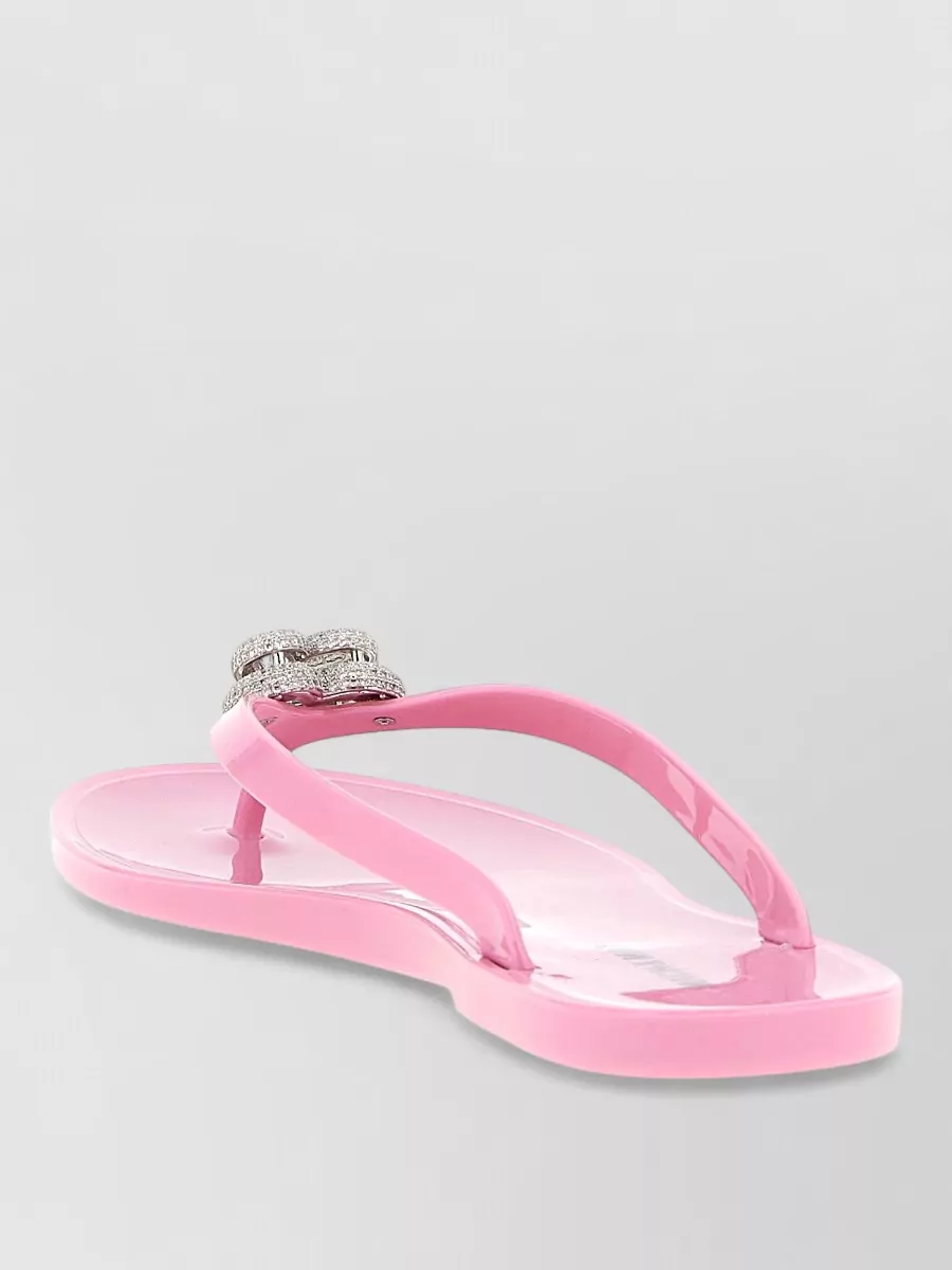 Mach & Mach Crystal-Embellished Double Heart Thong Sandals