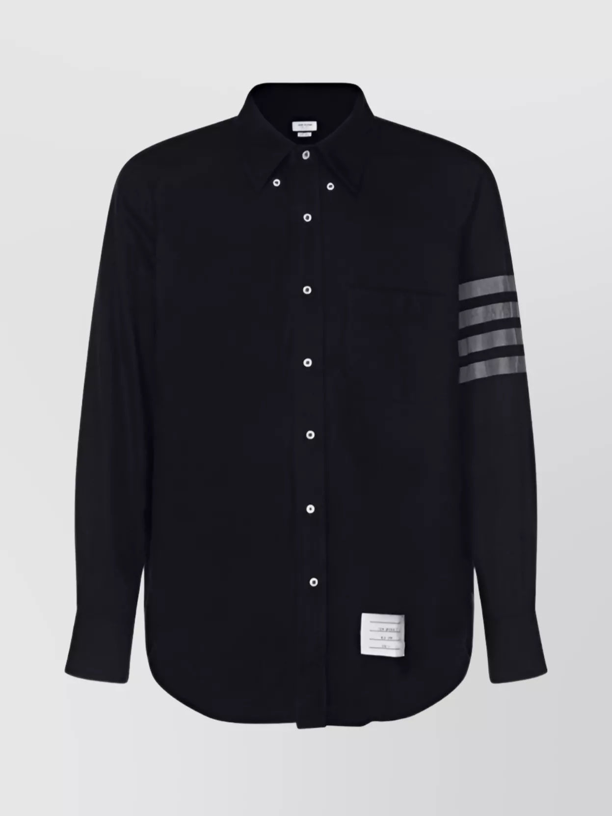 Shop Thom Browne Collared Shirt With Striped Sleeve Pattern